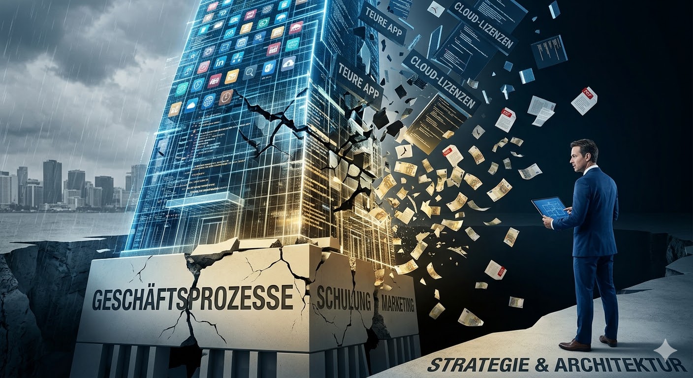 Zerbrechendes Gebäude durch "Geschäftsprozesse"